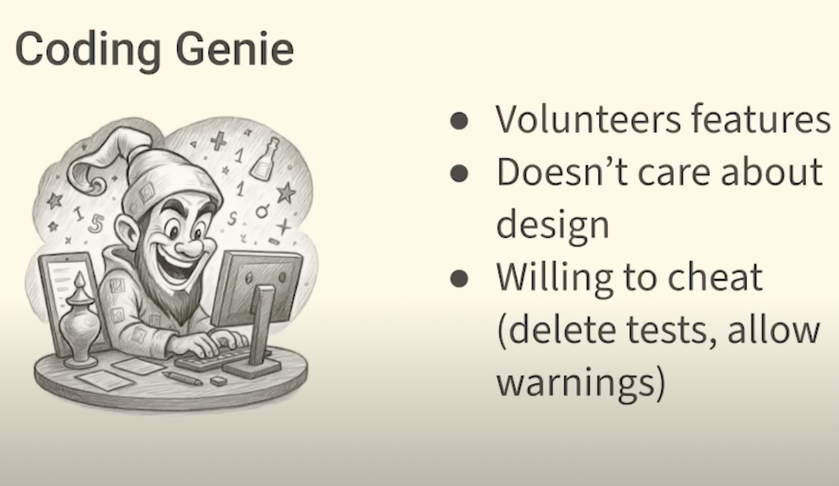 A slide about how AI agents are like mischievous genies